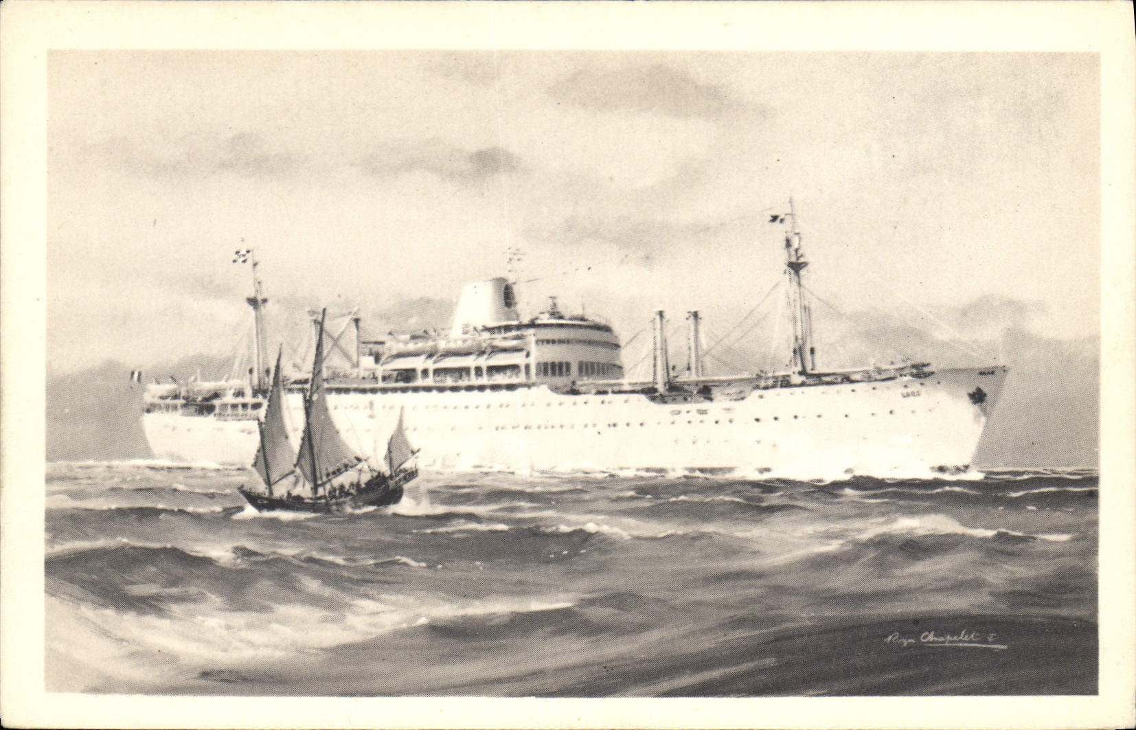 CPA Bateau Paquebot Compagnie des Messageries Maritimes Laos