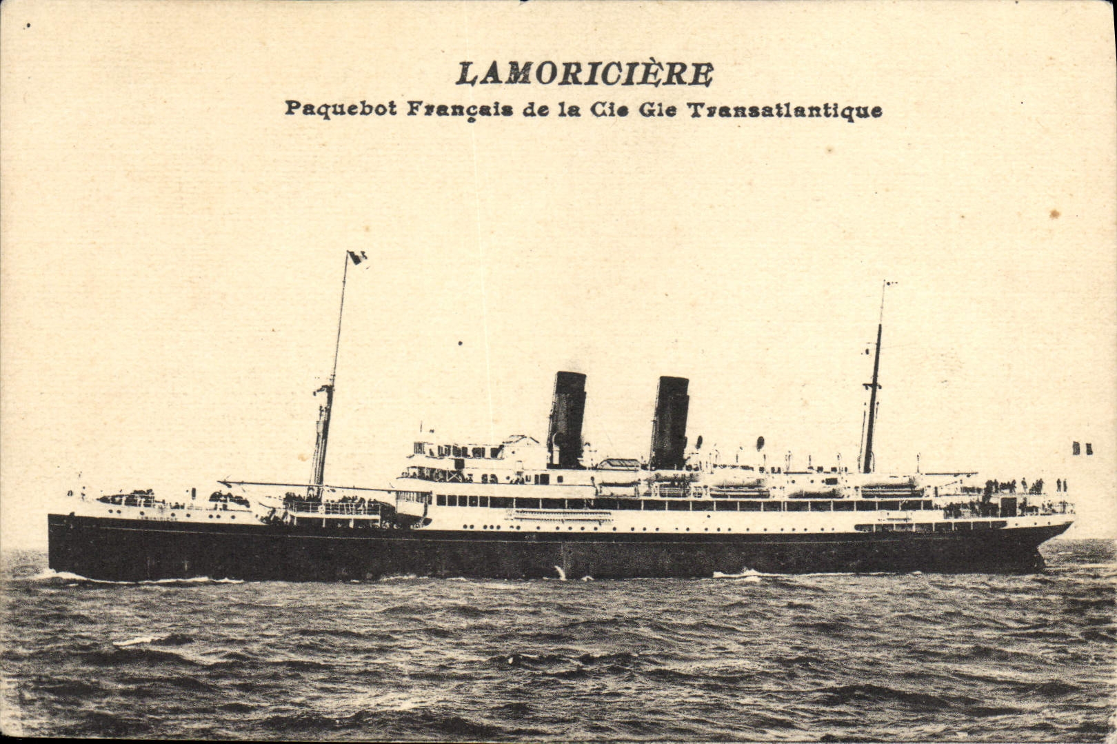 Vintage Postcard Boat French Steamer of the Transatlantic Co Gle Lamoriciere