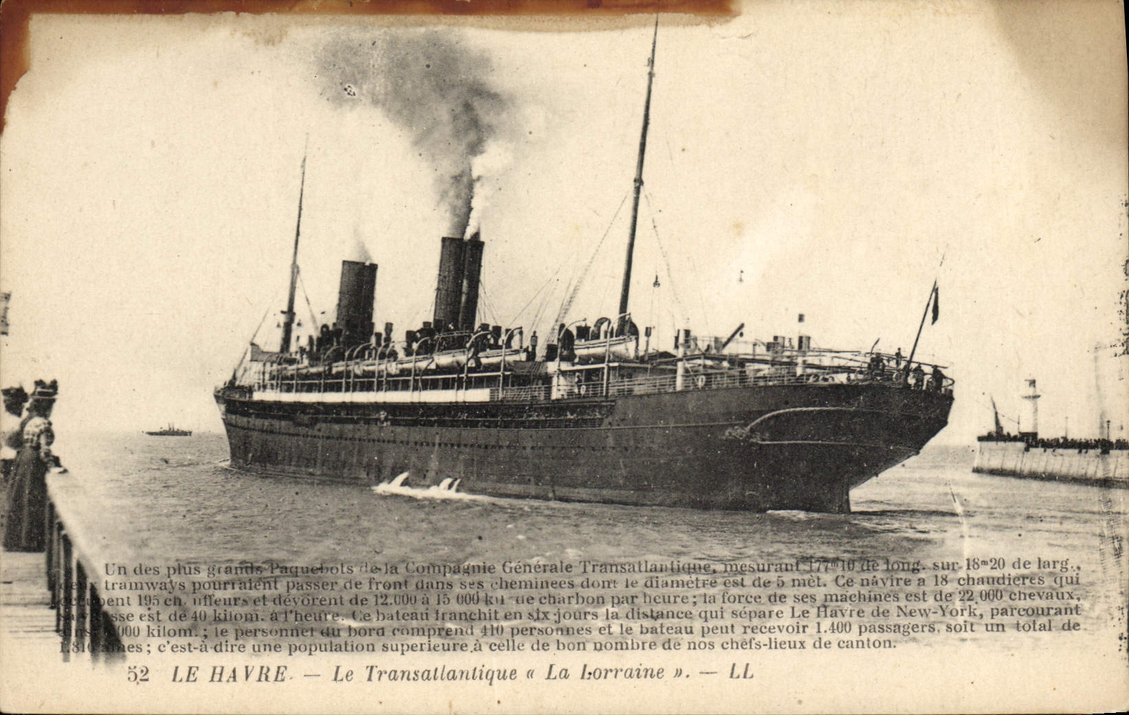 CPA Bateau Paquebot Le Havre Transatlantique La Lorraine