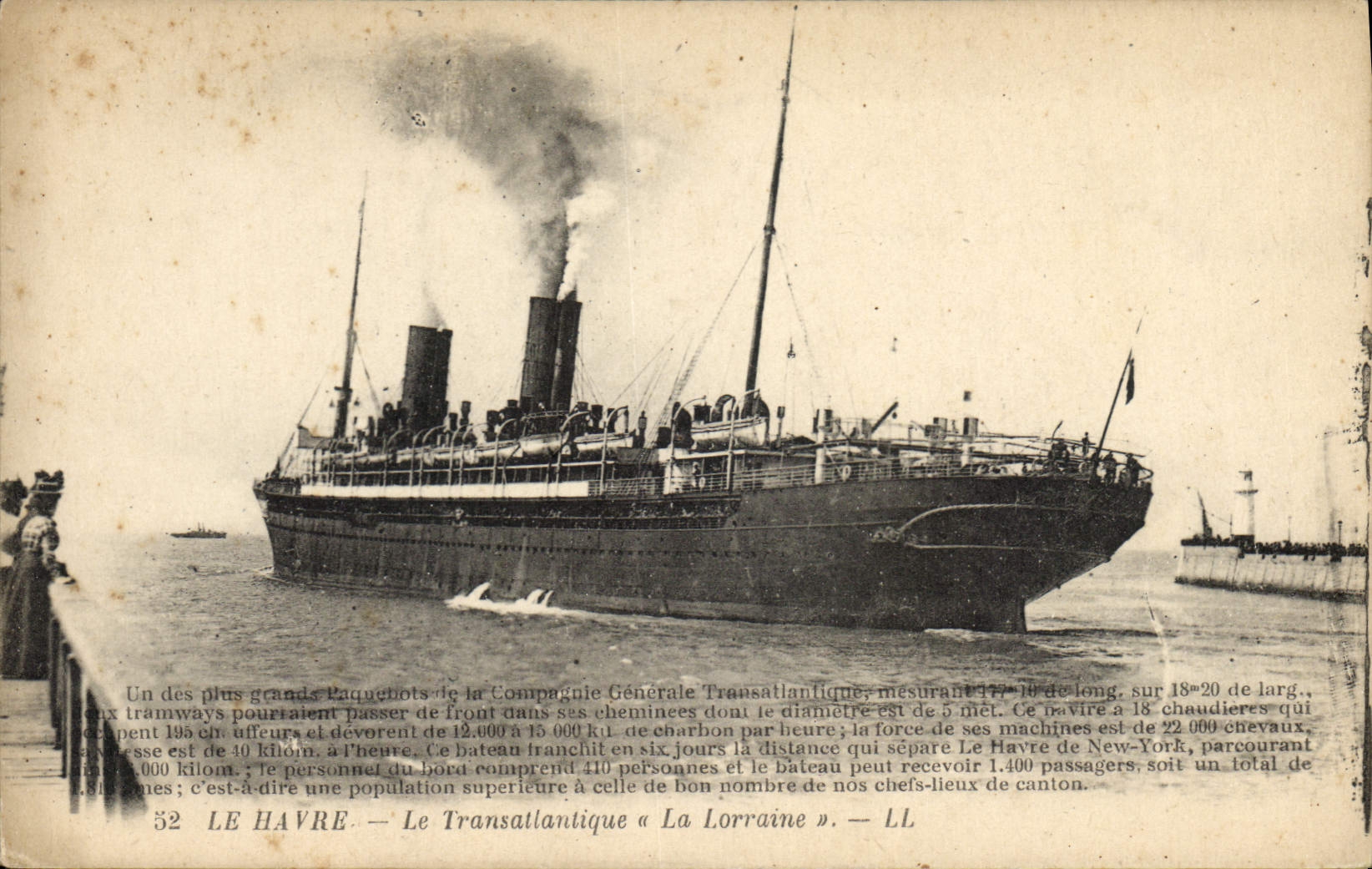 CPA Bateau Paquebot Transatlantique La Lorraine Le Havre