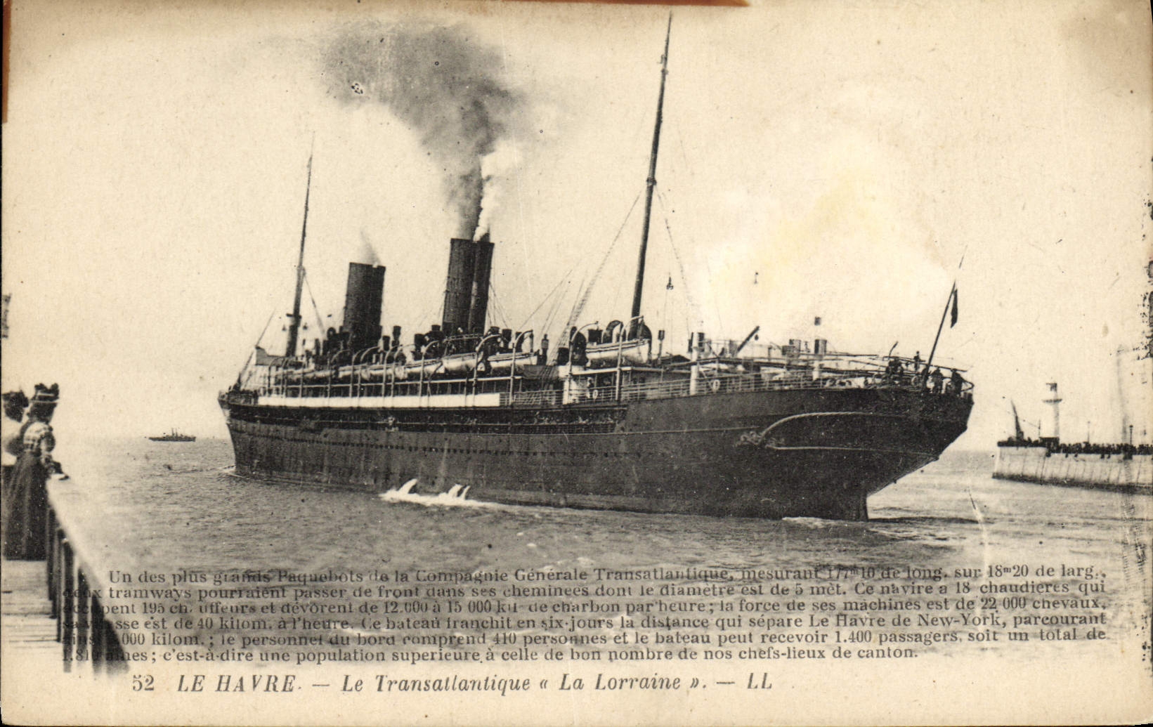 CPA Bateau Paquebot Transatlantique La Lorraine Le Havre