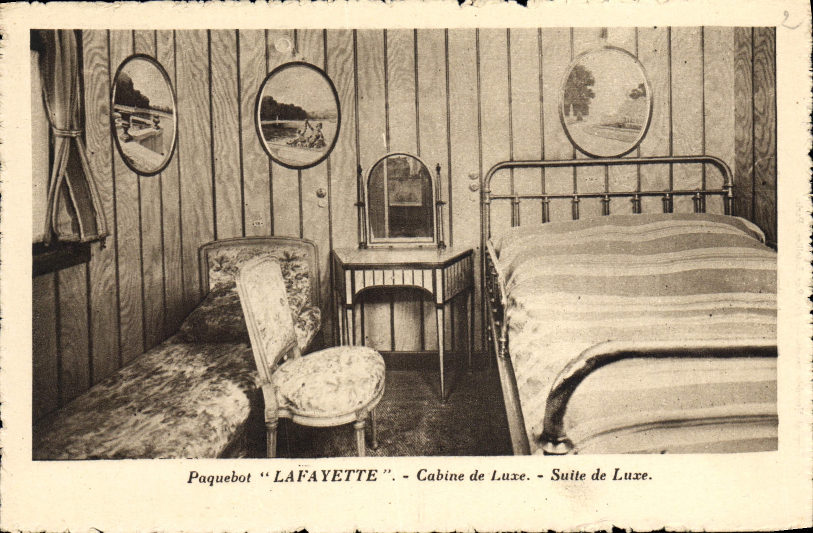 CPA Bateau Paquebot Lafayette Cabine de luxe Suite de luxe