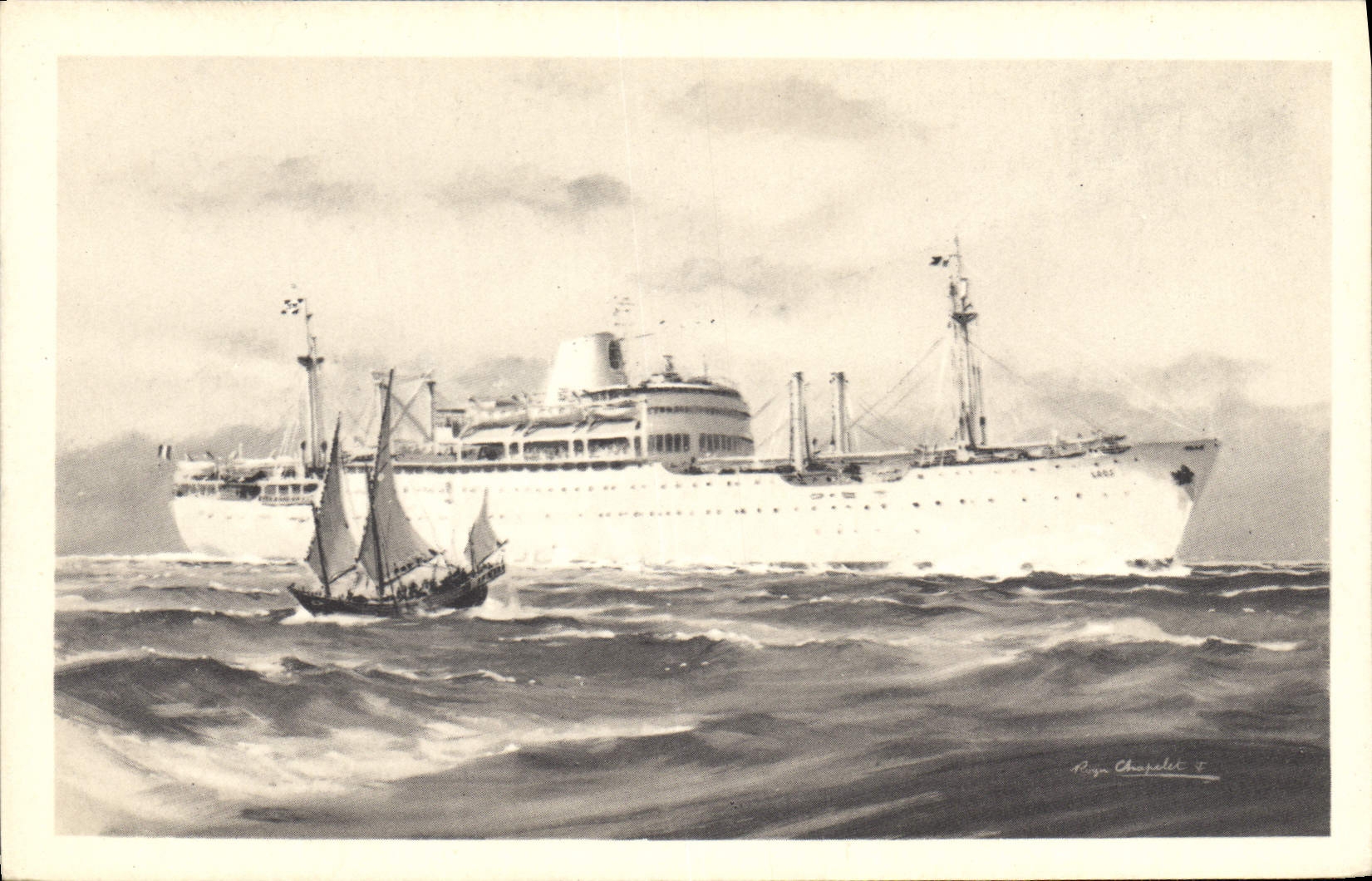 CPA Bateau Paquebot Compagnie des Messageries Maritimes Laos