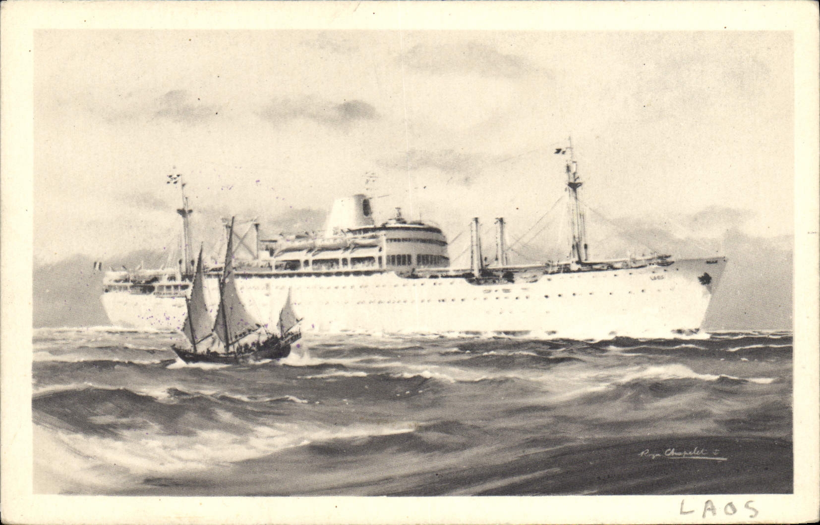 CPA Bateau Paquebot Compagnie des Messageries Maritimes Laos