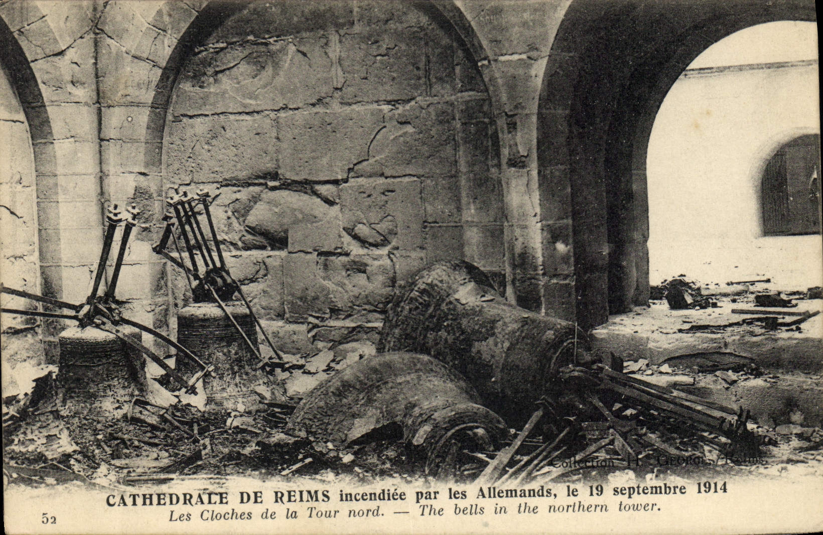 Vintage Postcard Cathedral Bell of Rheims bells of the Northern tower