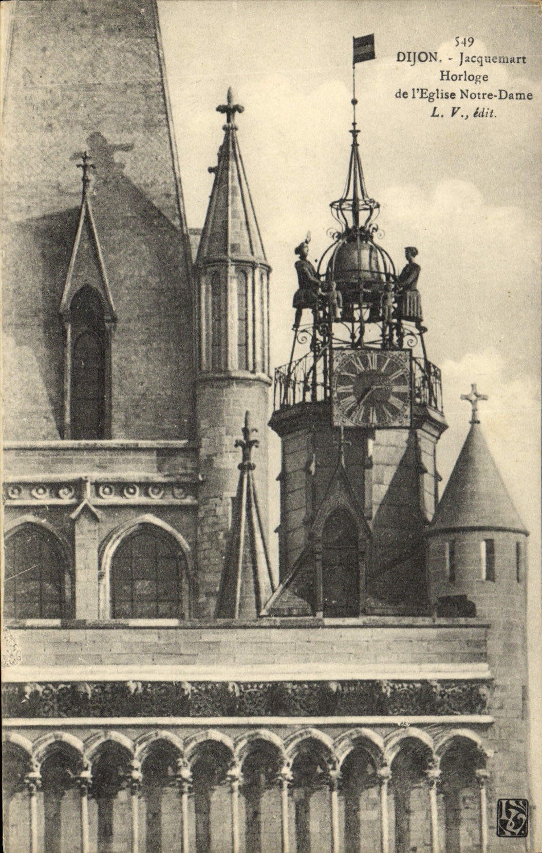 Vintage Postcard Bell Dijon Jacquemart Clock of the Church Notre Dame