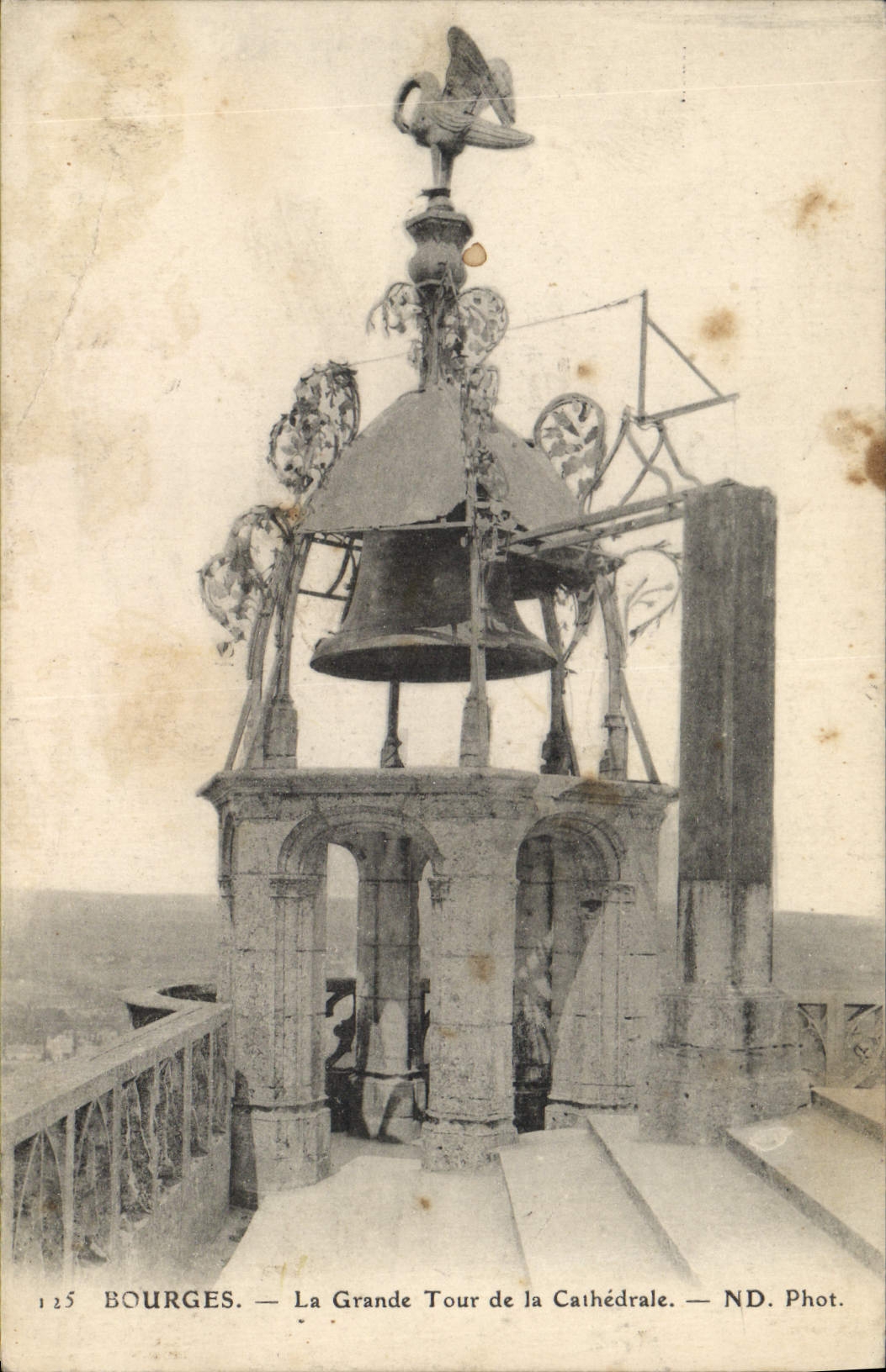 Vintage Postcard Bourges Bell the Large Tower of the cathedral