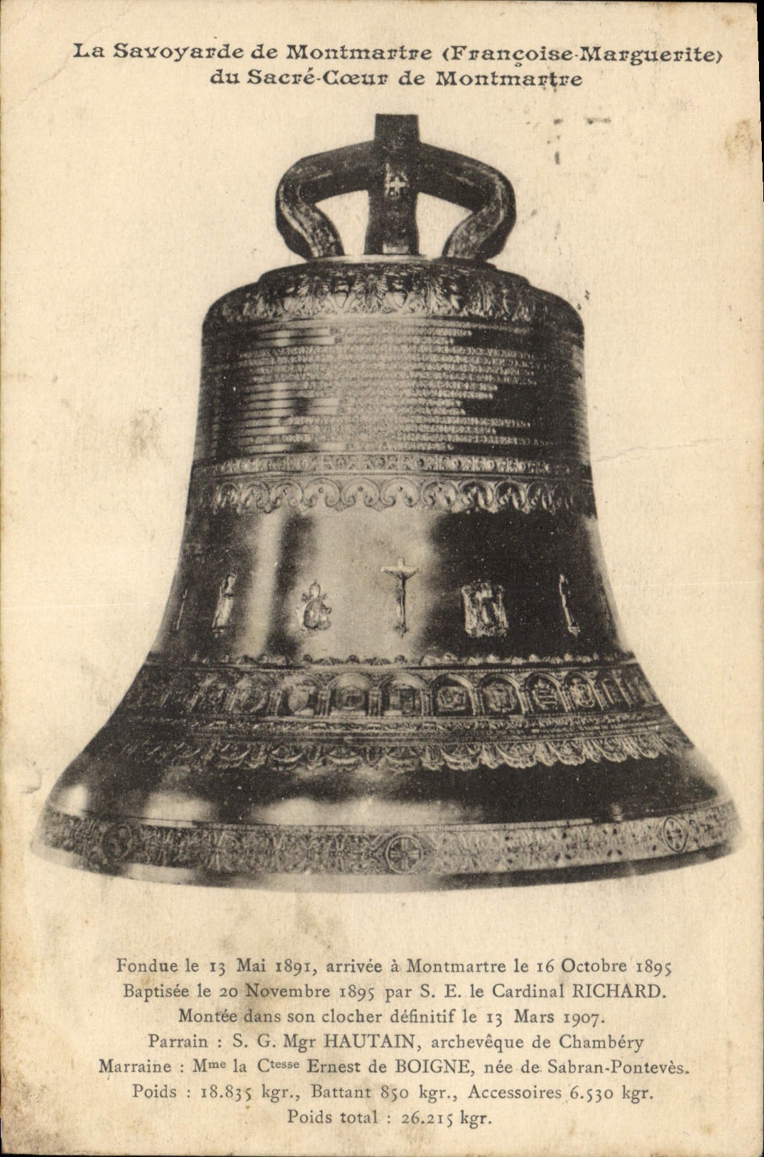 Vintage Postcard Bell the Savoyard one of Montmartre Francoise Marguerite of the Sacring Heart of Montmatre