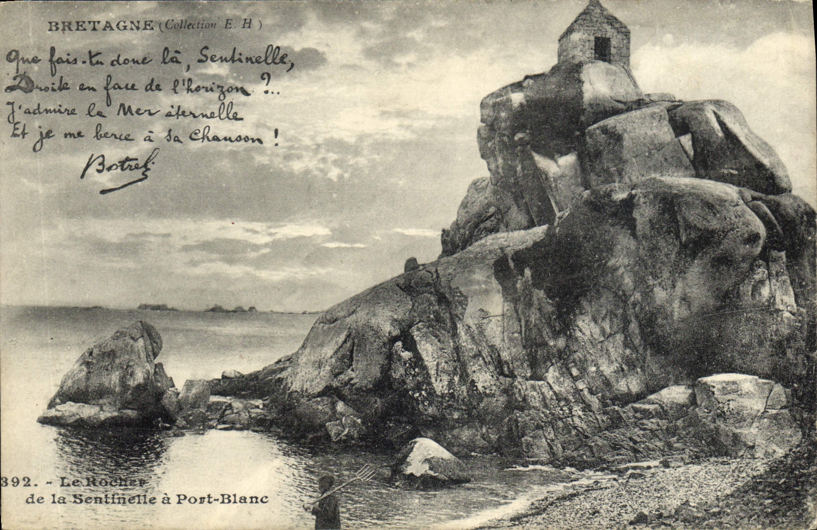 Vintage Postcard Botrel the rock of the sentinel has White Port