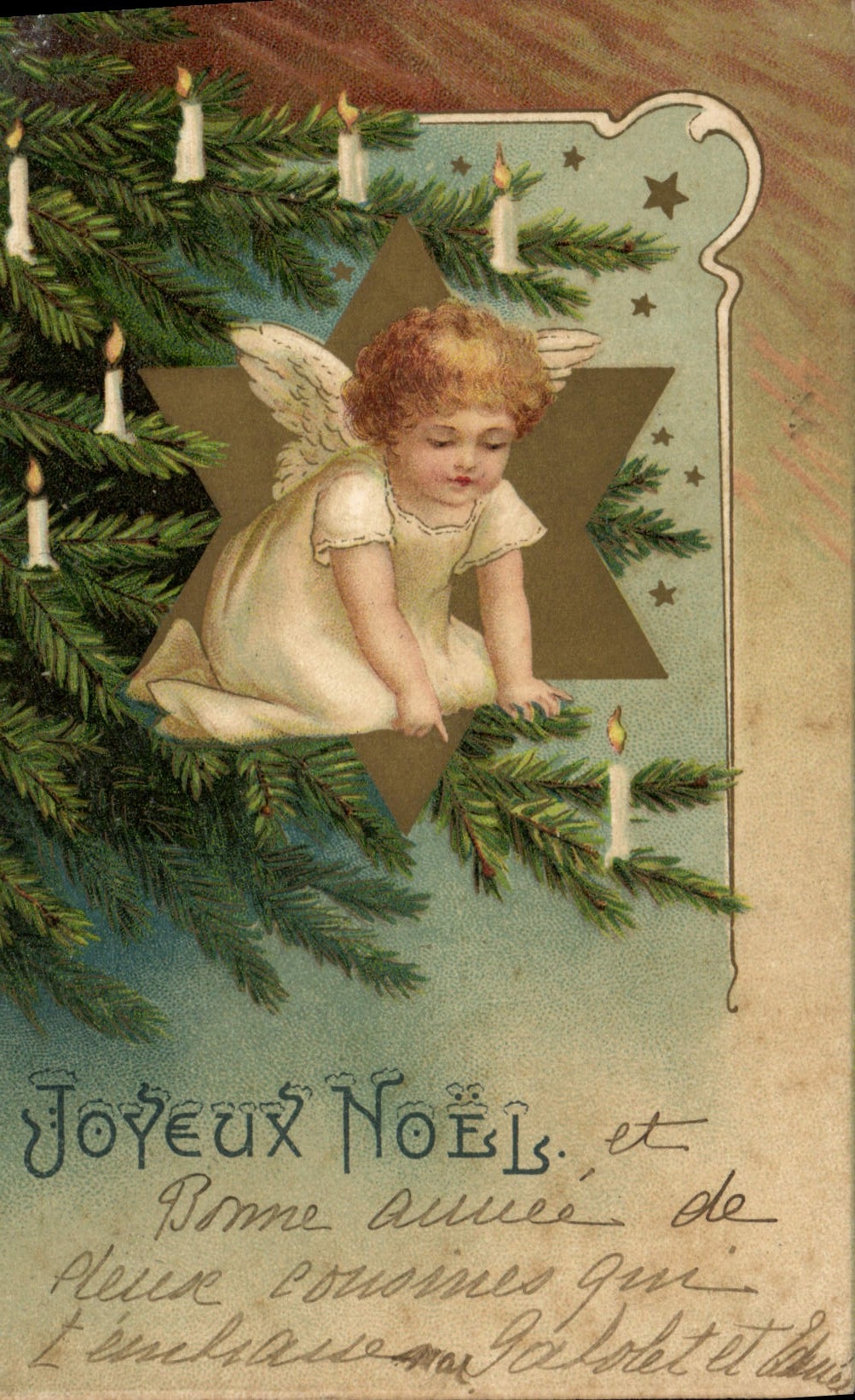 Vintage Postcard Fantasy Illustrator Christmas Angel