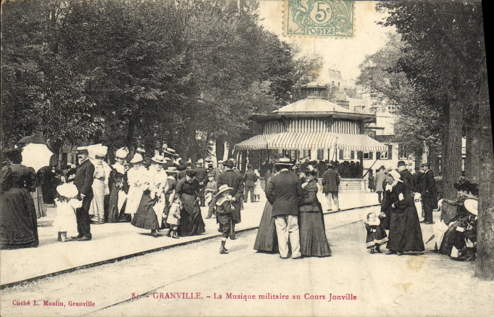 Postal Quiosco Granville la música militar al curso Jonville