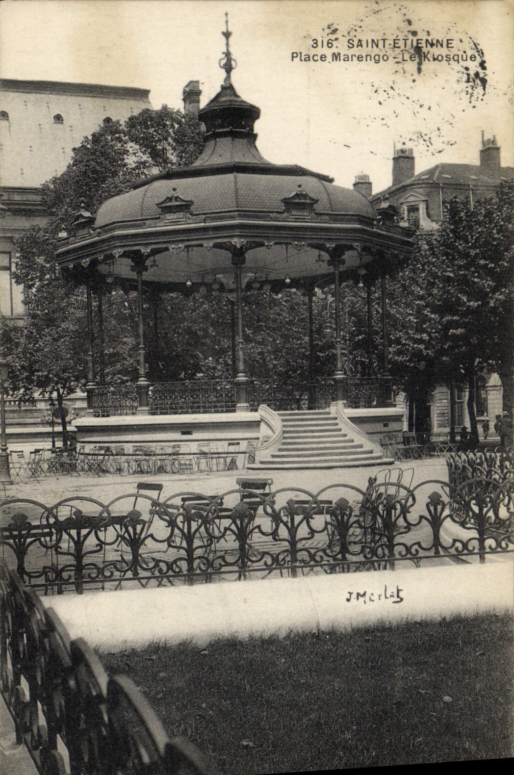 CPA Kiosque Place Marengo Saint Etienne