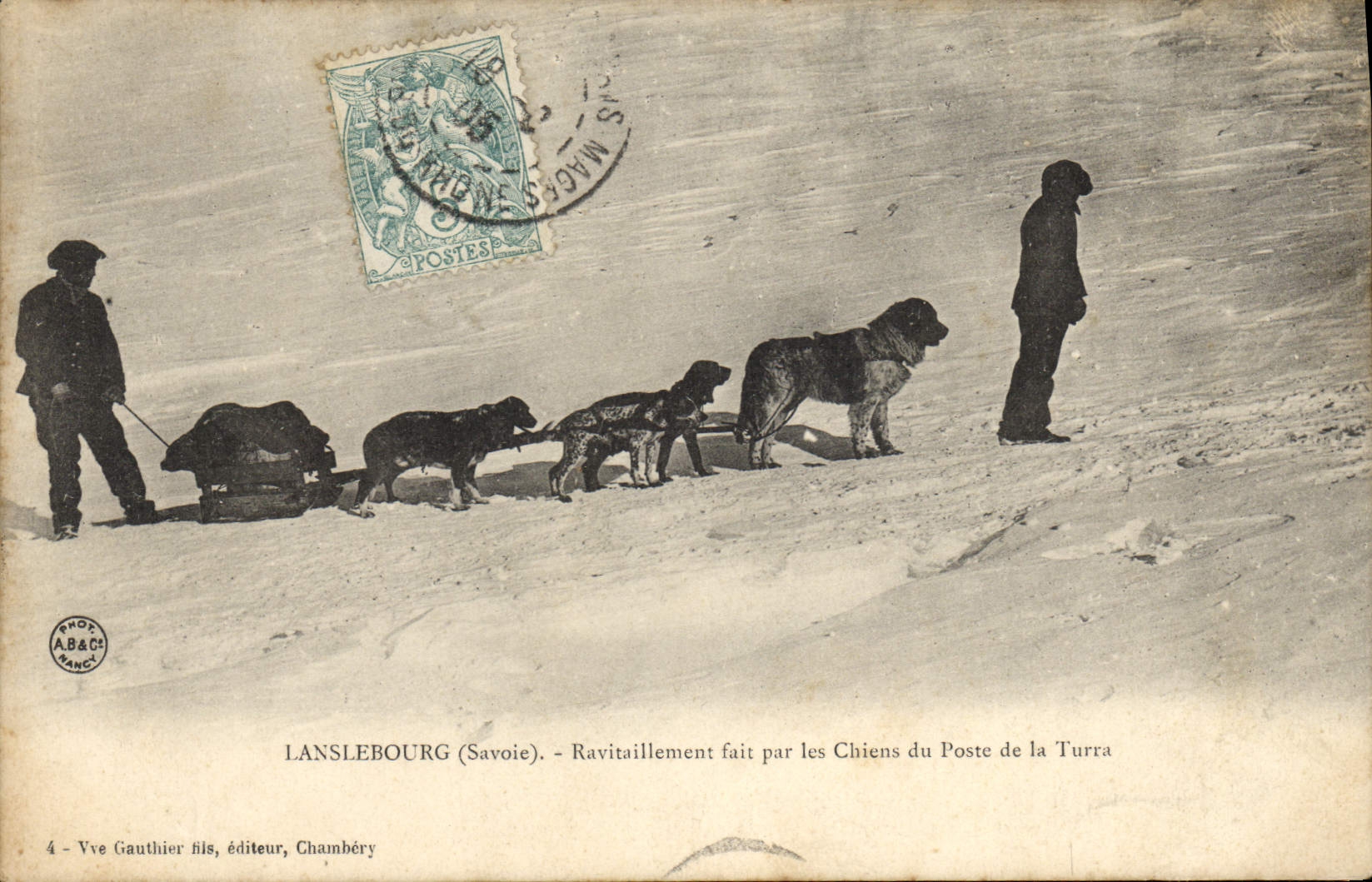 Vintage Postcard Dogs Dog Lanslebourg Savoy Supply made by the dogs of the Post office of Turra