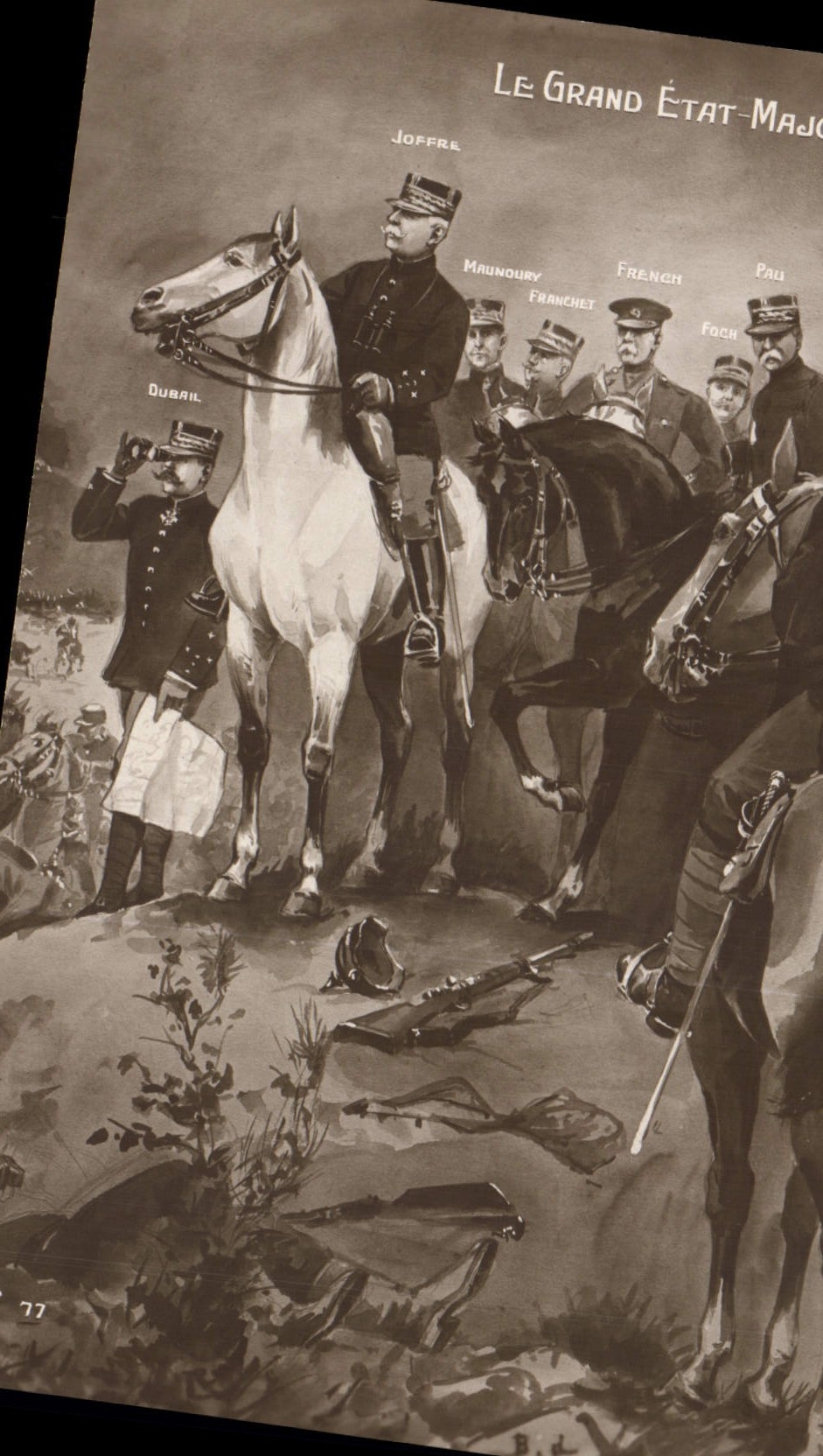 Vintage Postcard Militaria the Great State Major Joffre Castelnau French Foch Franchet