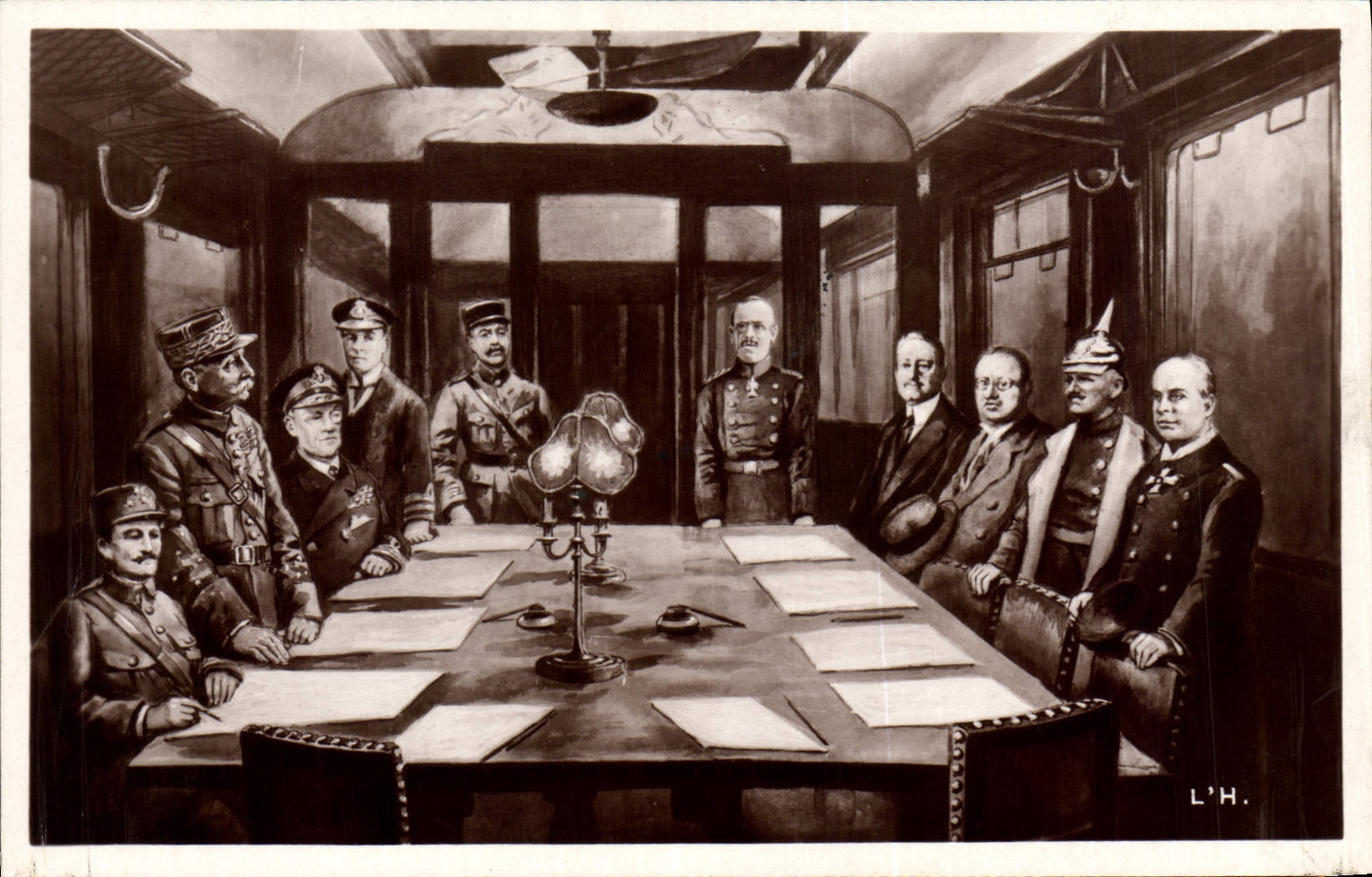 CPA Militaria Signature de l'armistice Weygand Foch 