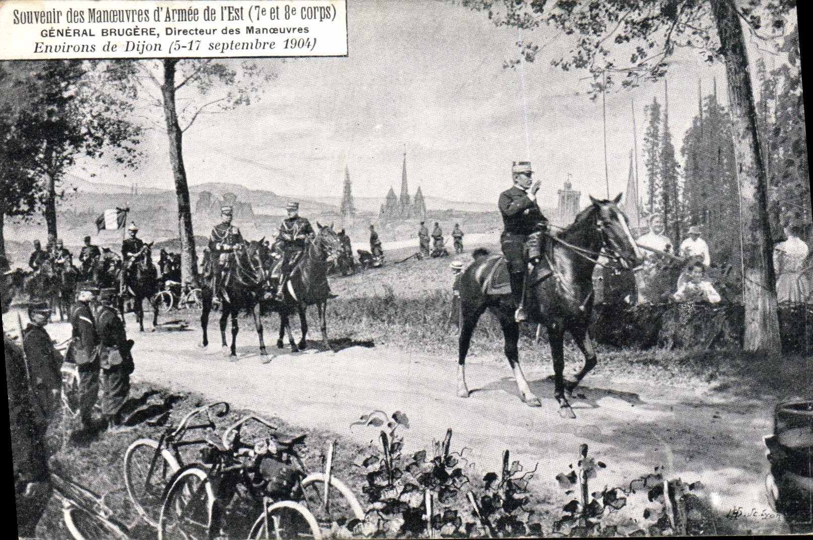 Vintage Postcard Militaria Operations of the Army of East 7 and 8th General body Brugere Surroundings of Dijon Cyle Bicycle