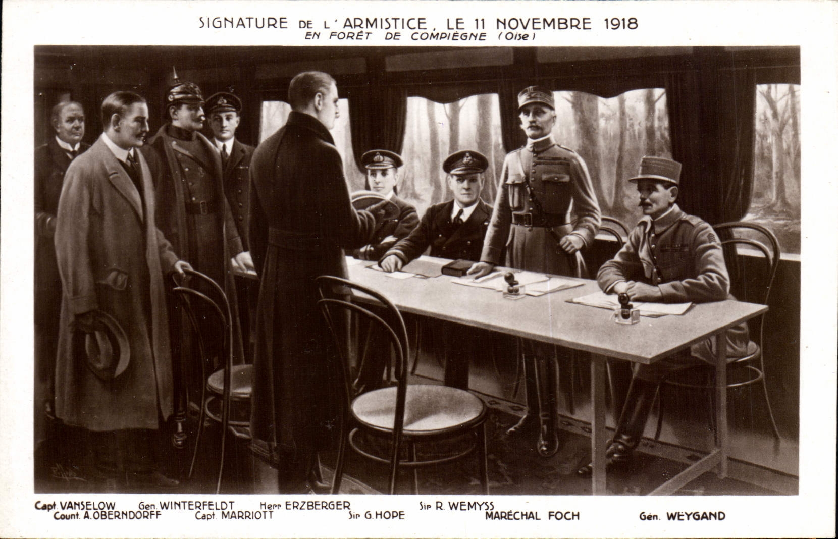 CPA Militaria Signature de l'armistice 11 novembre 1918 