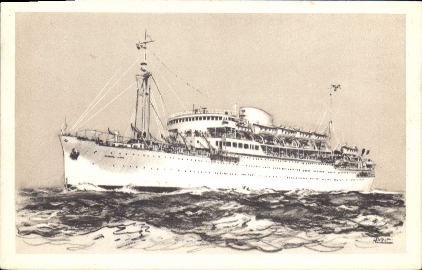 Vintage Postcard Boat Company of the Shipping company the steamer Joffre Marshal