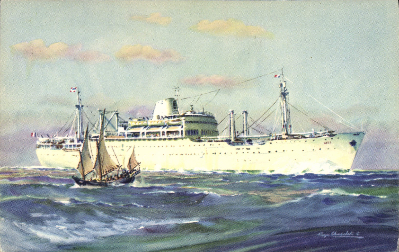 CPA Bateau Compagnie des Messageries Maritimes Laos 