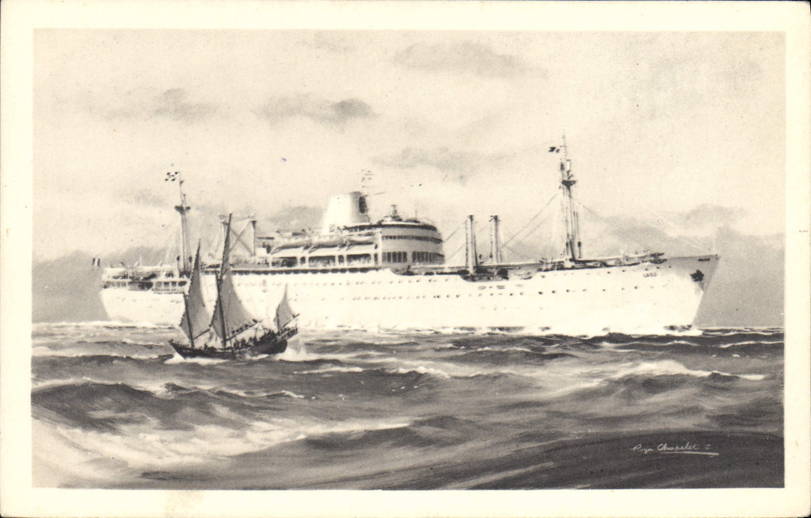 CPA Bateau Compagnie des Messageries Maritimes Laos
