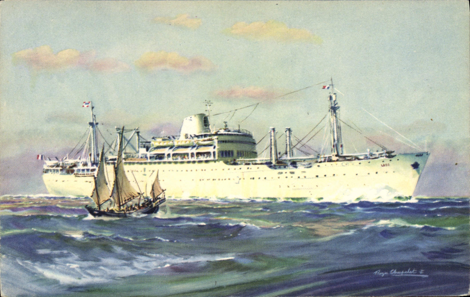 CPA Bateau Compagnie des Messageries Maritimes Laos