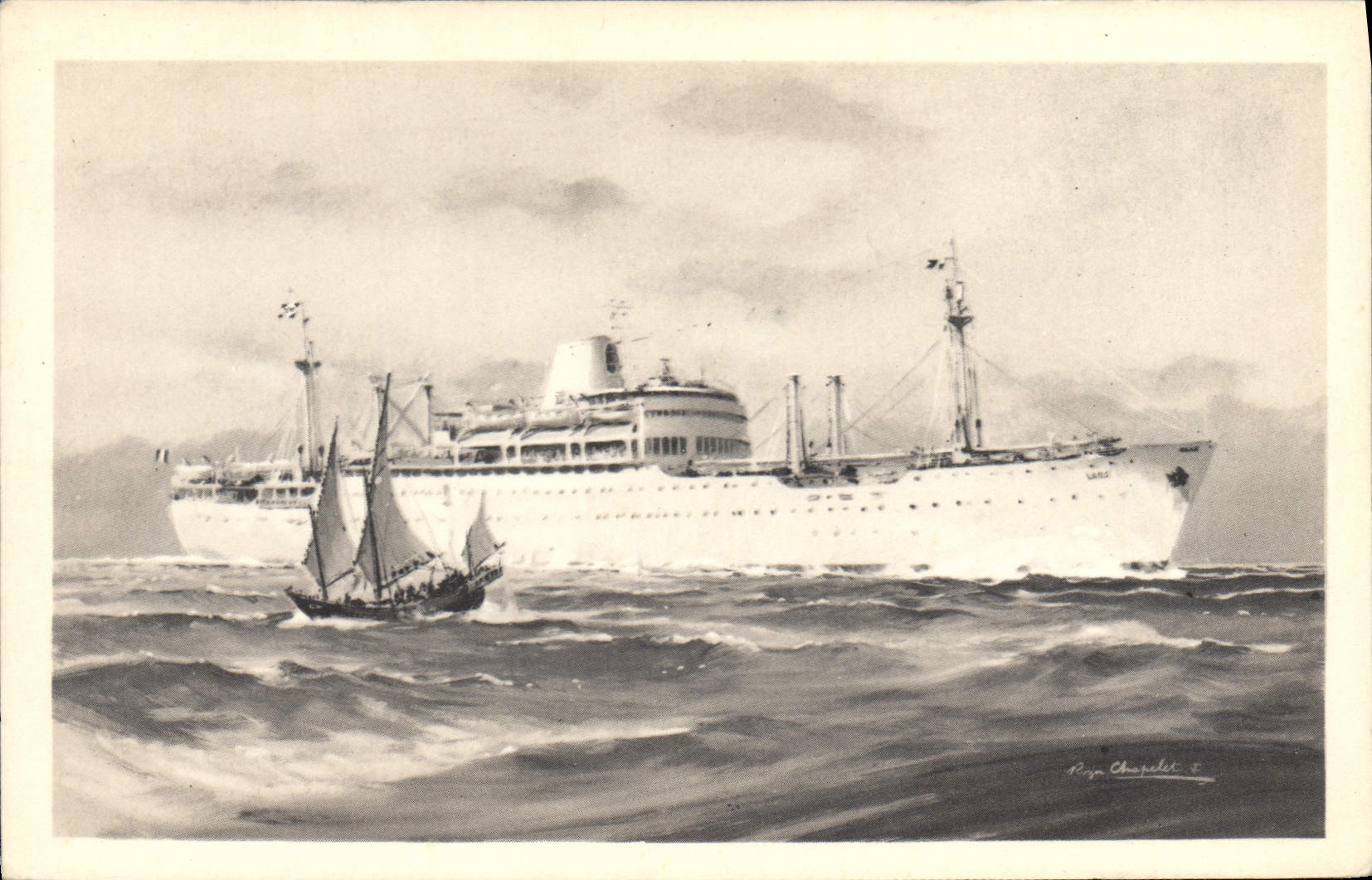 CPA Bateau Compagnie des Messageries Maritimes Laos