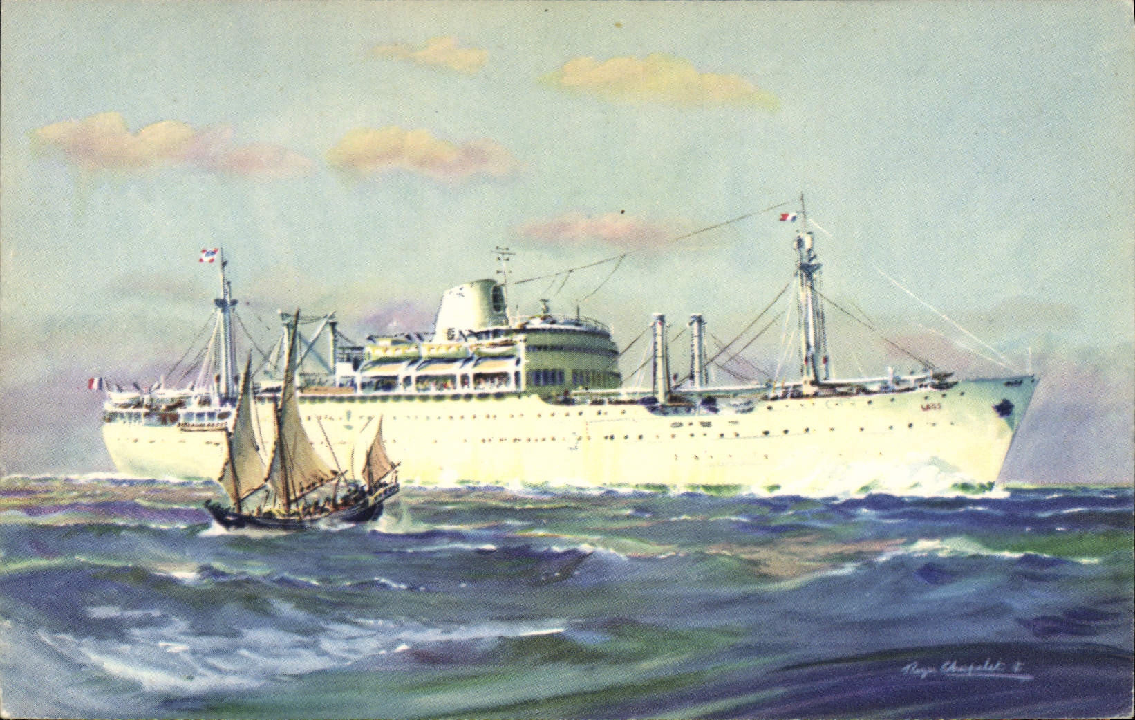 CPA Bateau Compagnie des Messageries Maritimes Laos