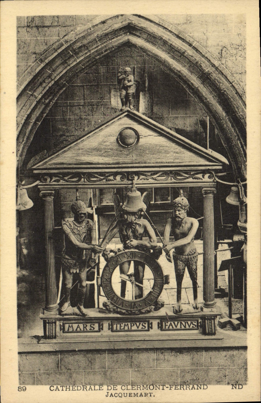 Vintage Postcard Cathedral Bell of Clermont Ferrand Jacquemart