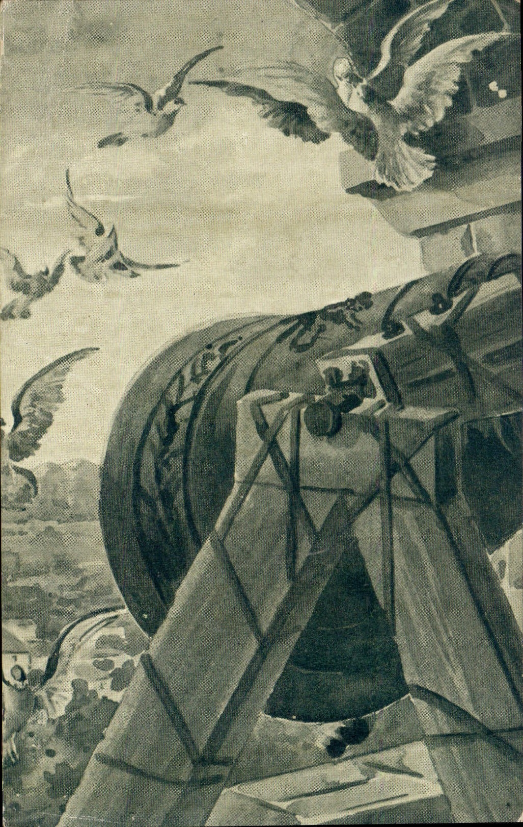 Vintage Postcard Bell Dove