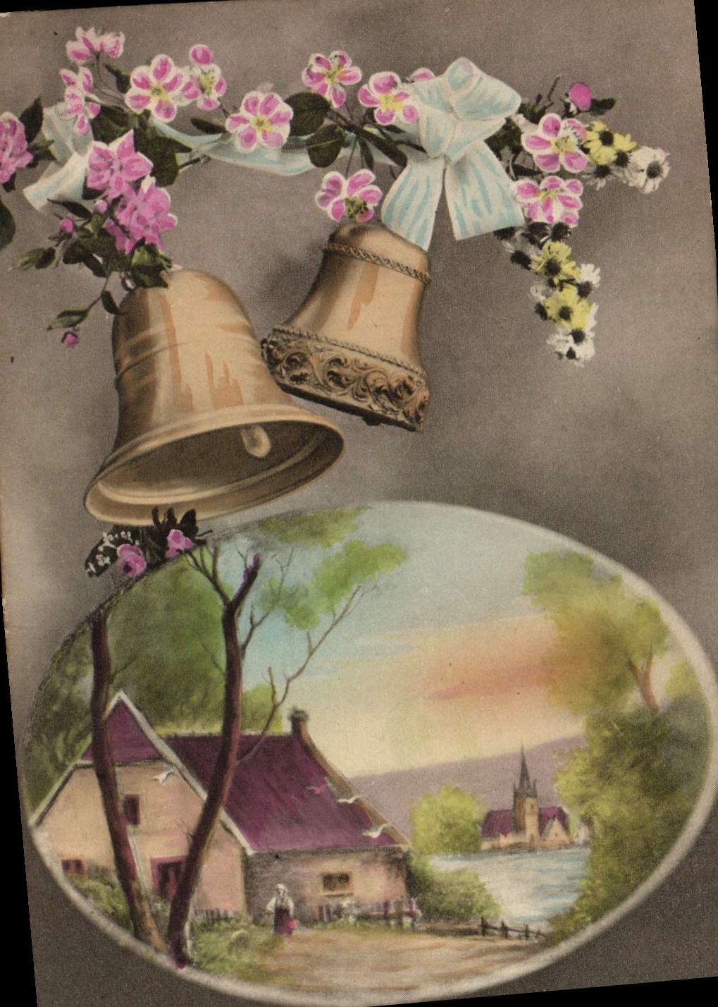 CPA Cloche Heureuses Paques 