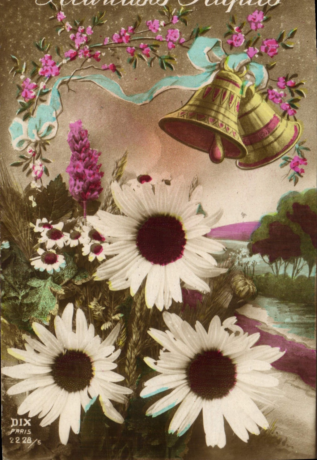 CPA Cloche Paques Fleurs 