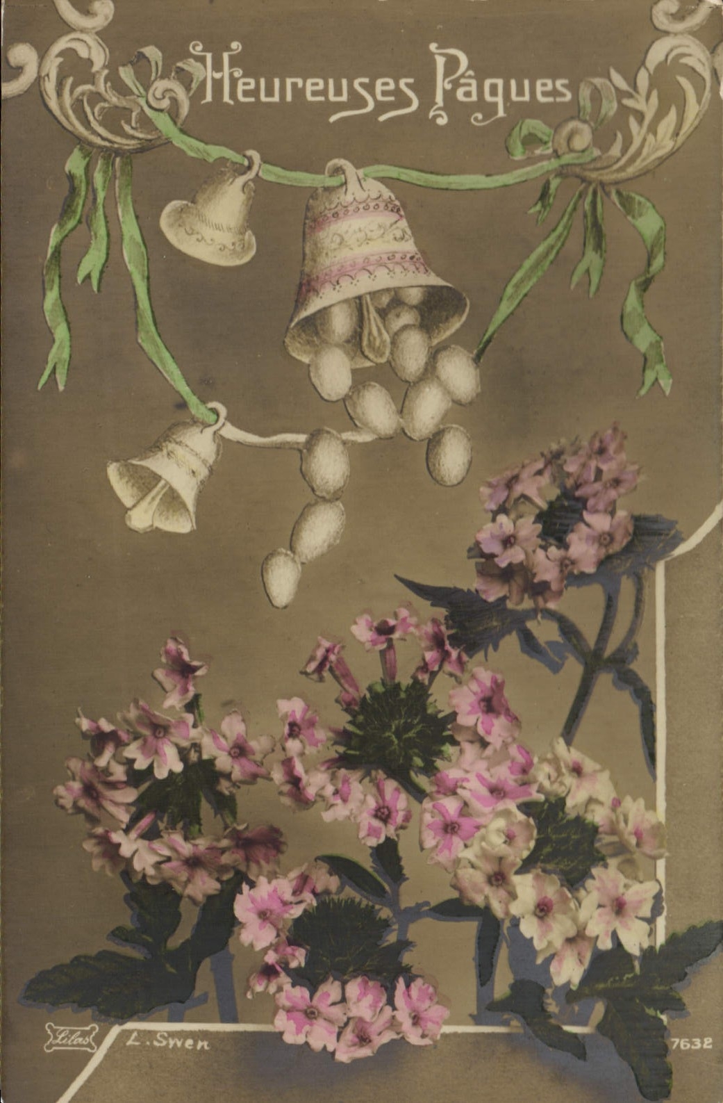 CPA Cloche Paques Oeufs 