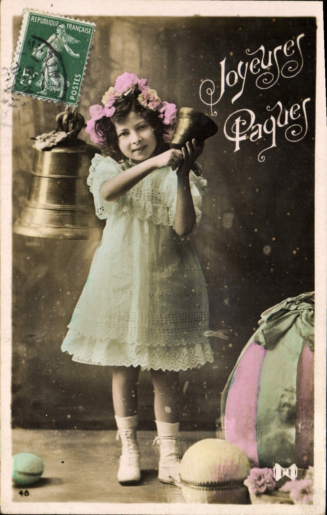 CPA Cloche Enfant Paques 