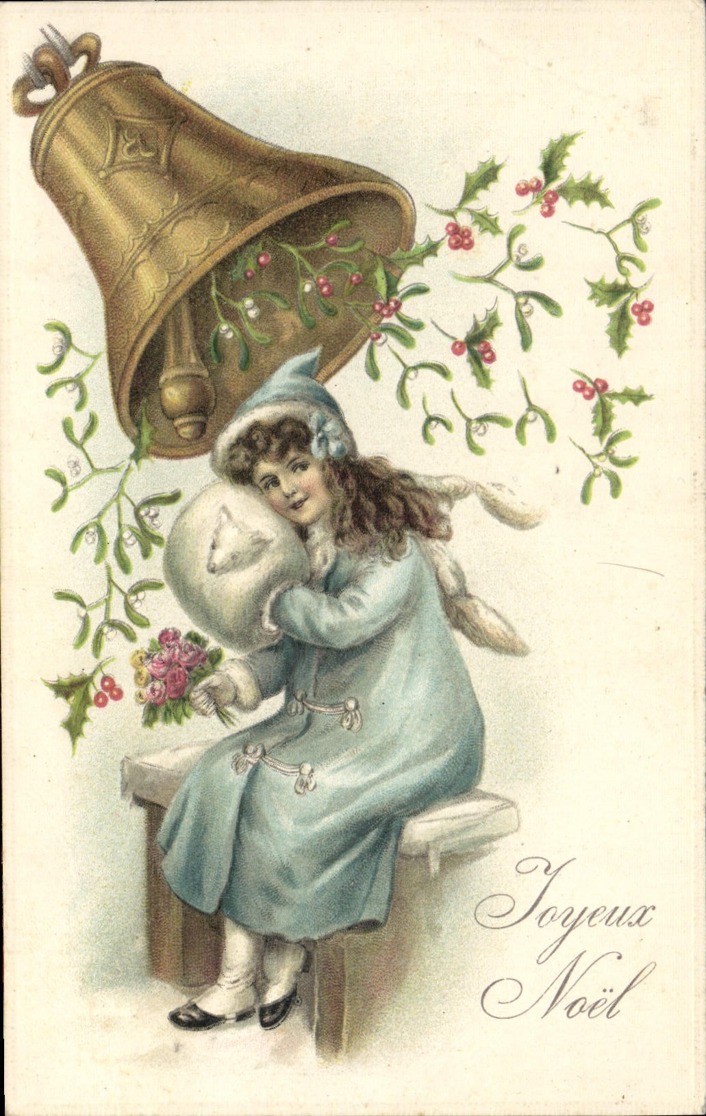 Vintage Postcard Bell Child Christmas