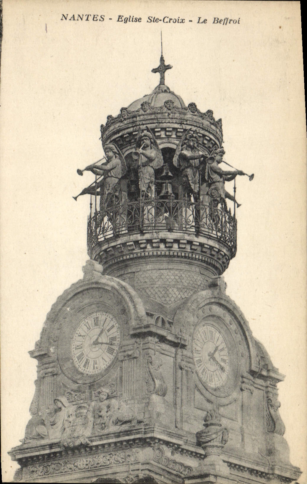 Vintage Postcard Bell Nantes Church co. Cross the belfry
