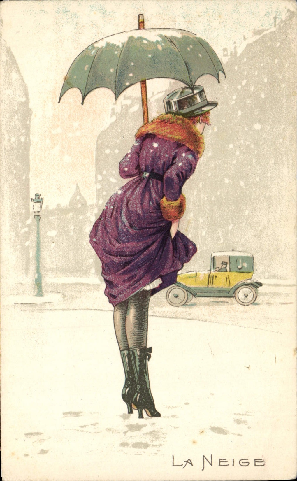 CPA Fantaisie Illustrateur Femme La neige 