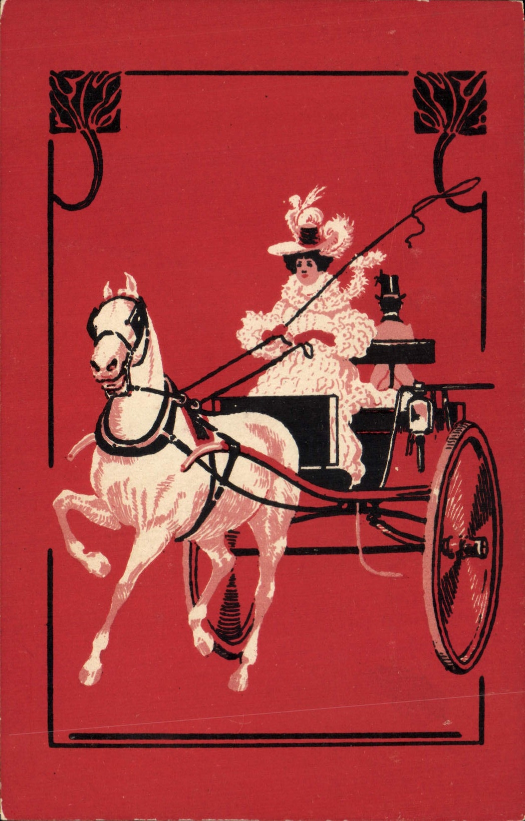 CPA Fantaisie Illustrateur Femme Caleche