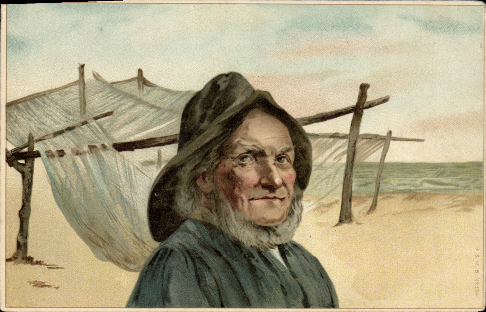 Vintage Postcard Fantaisie Sinning Illustrator Fishes