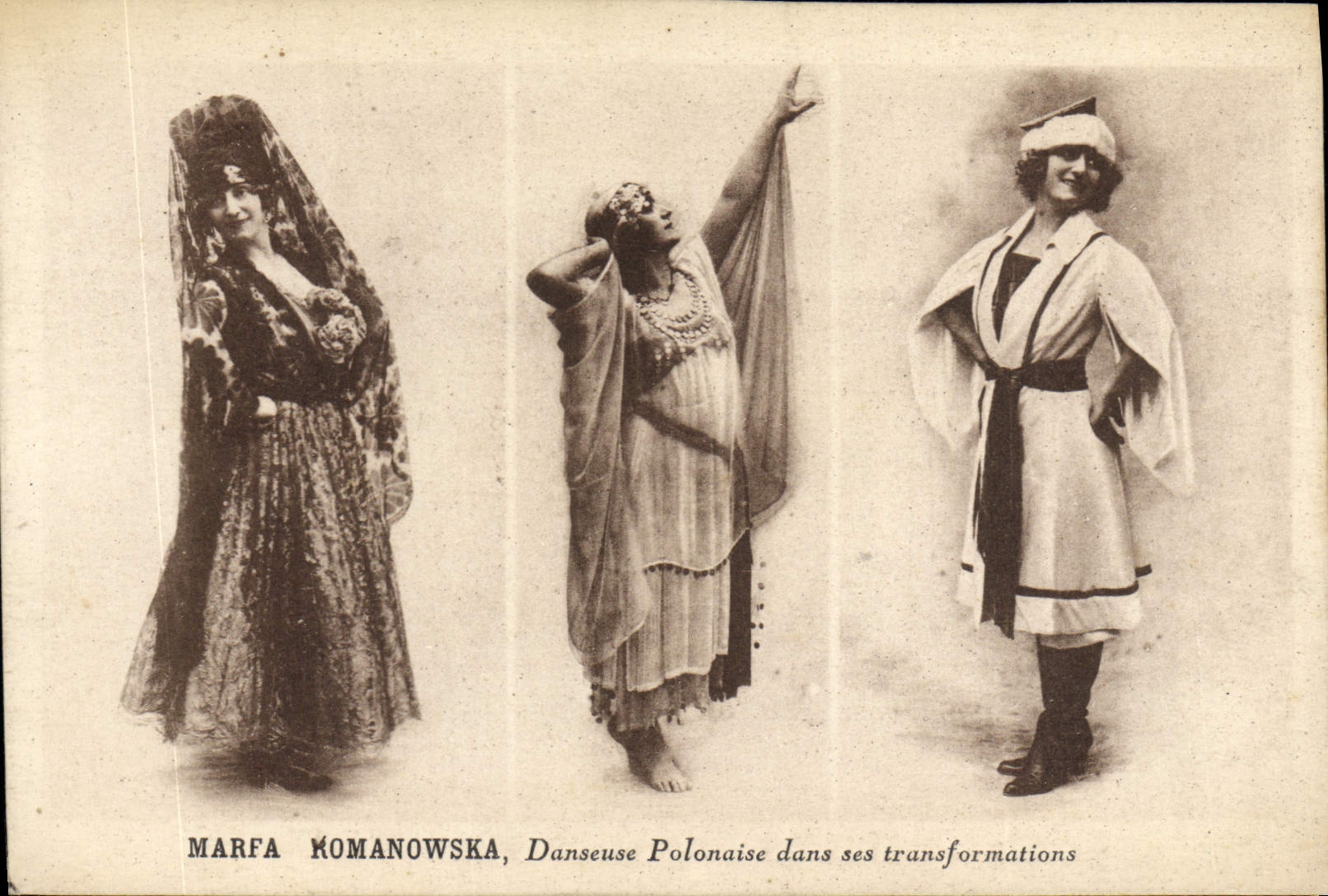 CPA Marfa Romanowska Danseuse Polonaise dans ses transformations