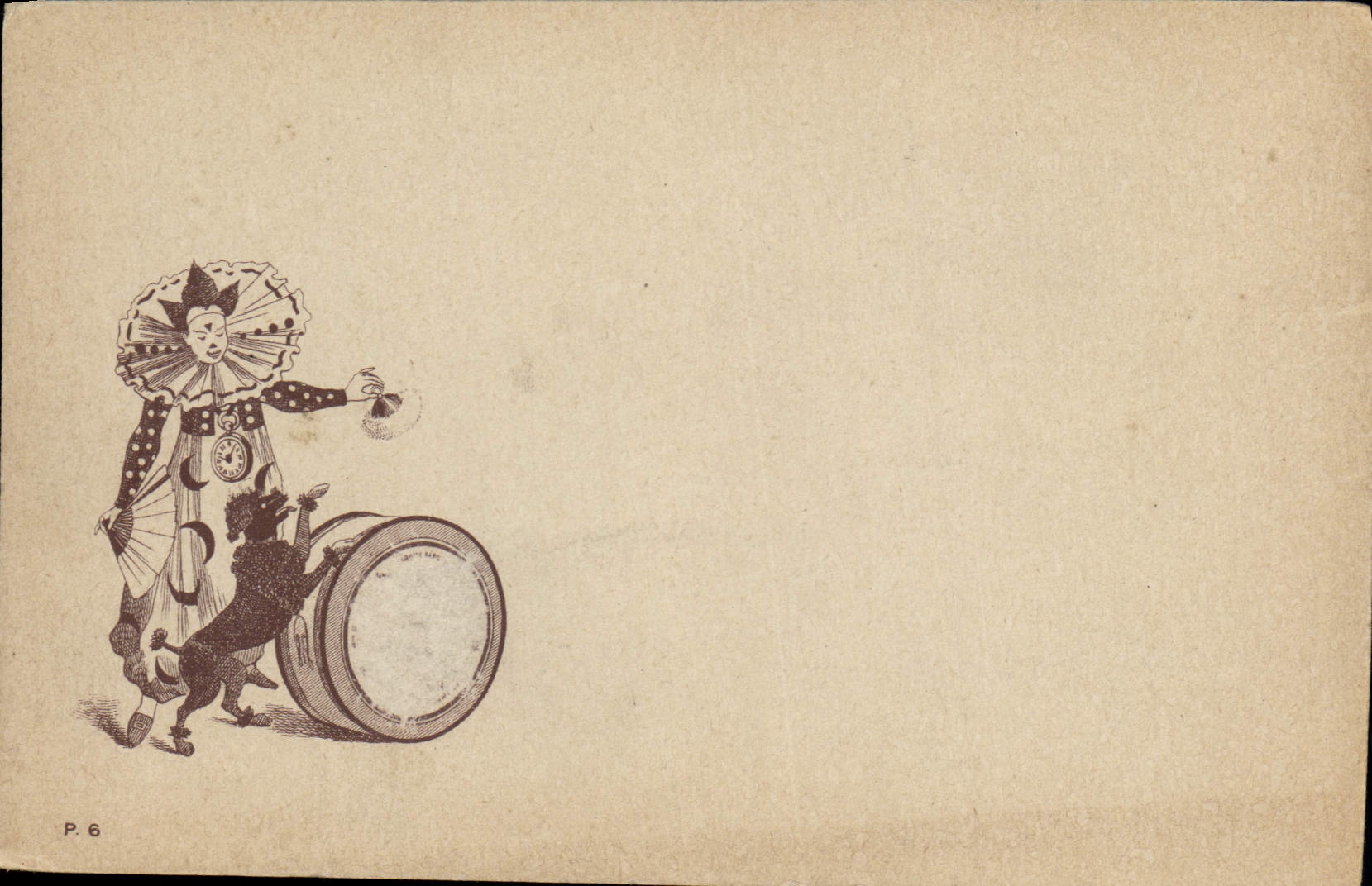 Vintage Postcard Clown Dog