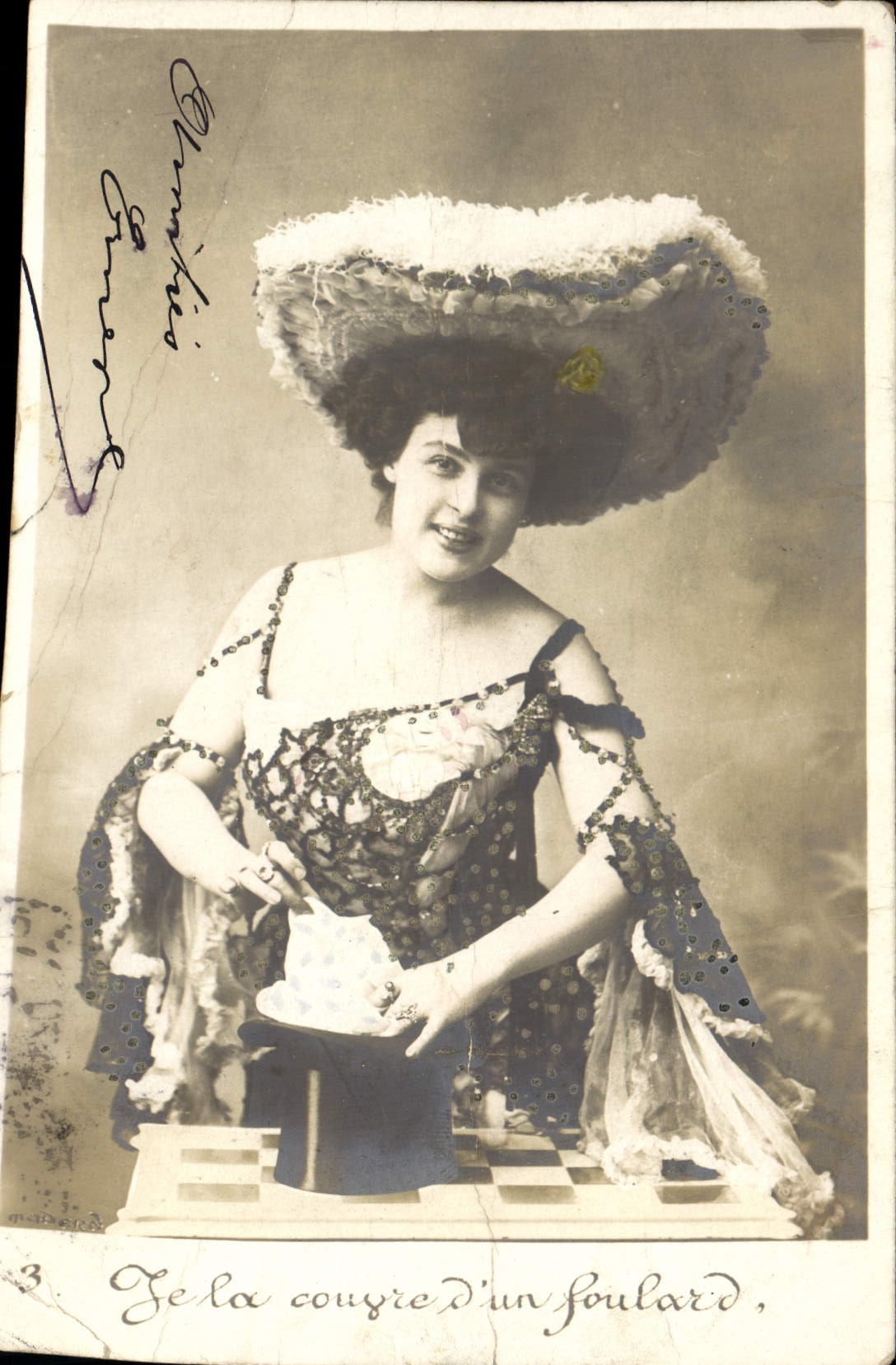 Vintage Postcard Femme I cover it with a scarf