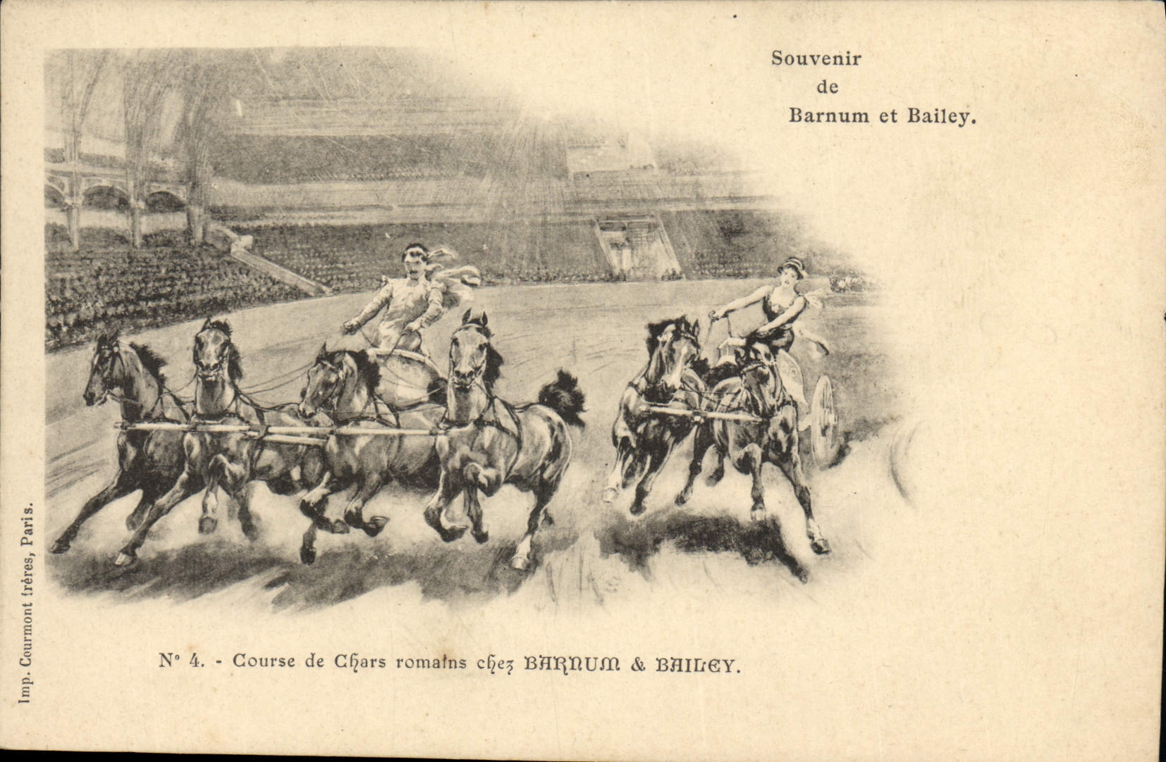 CPA Course de chars romains chez Barnum & Bailey Cirque