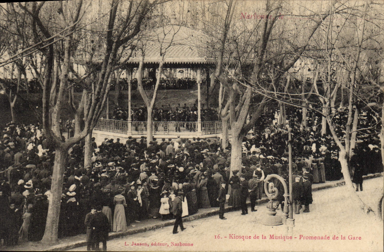 CPA Kiosque de la musique Promenade de la Gare Narbonne