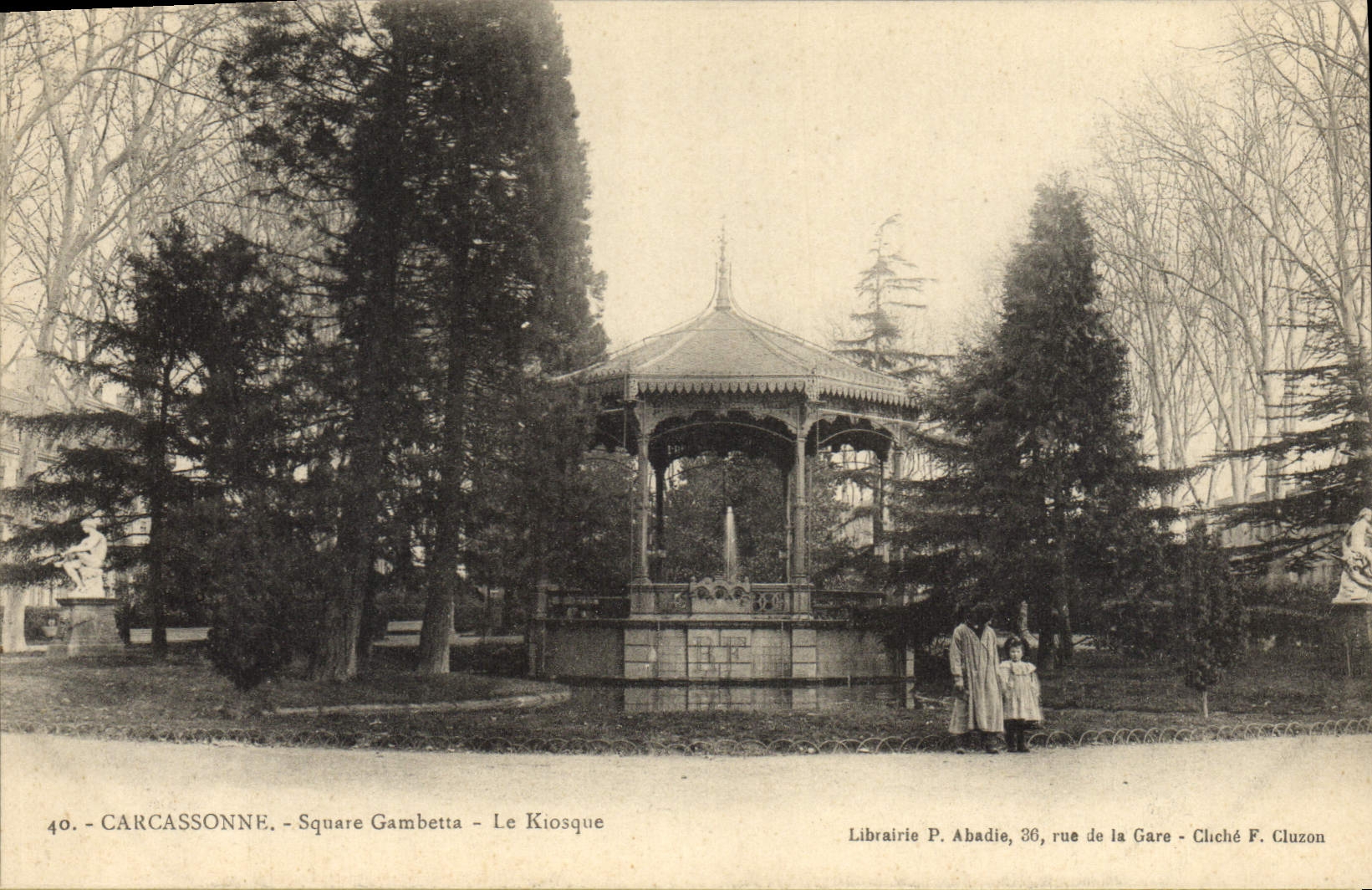 CPA Kiosque Square Gambetta Carcassonne
