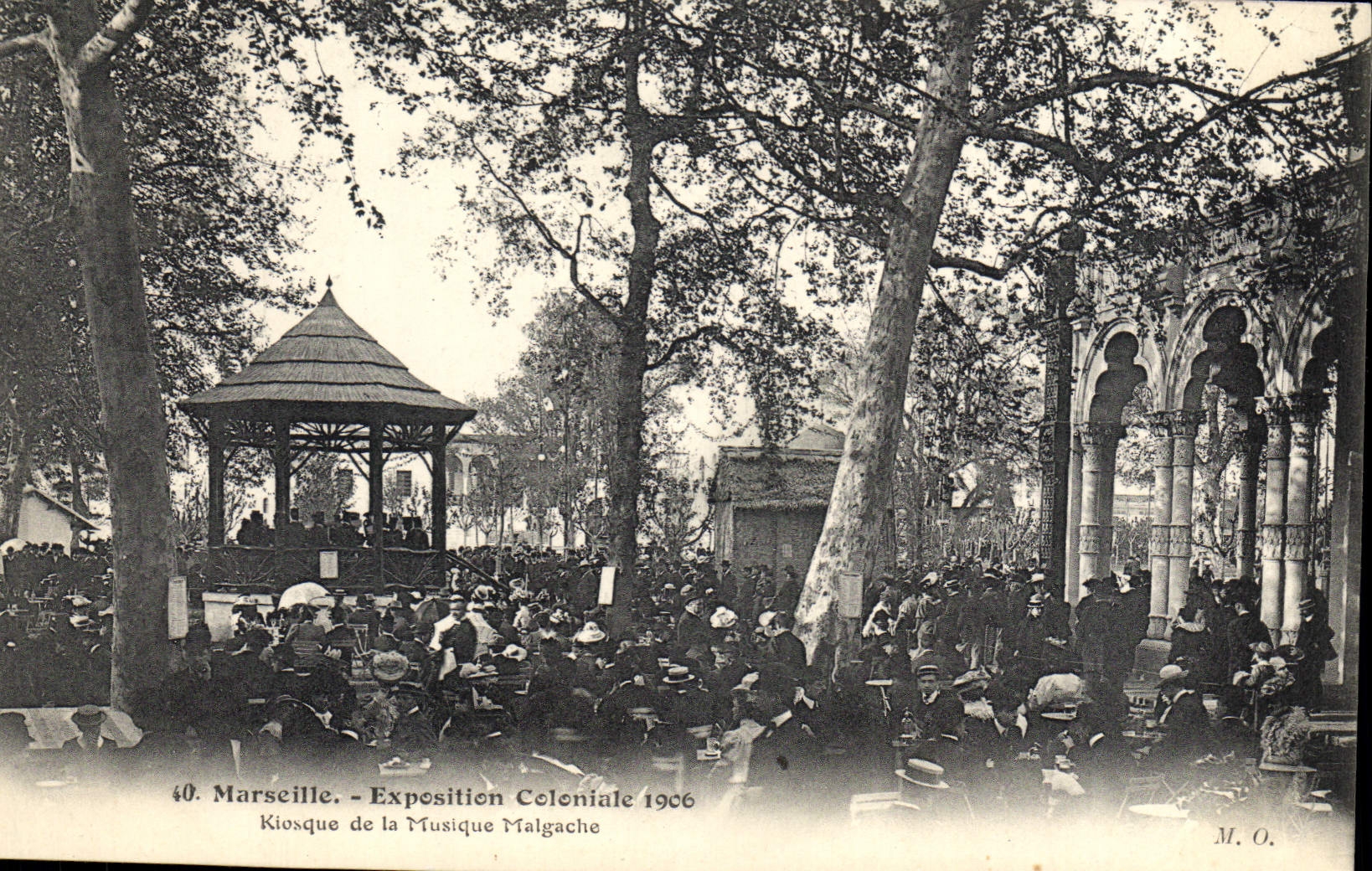 Vintage Postcard Kiosque of has music Malgache Marseilles Exposition colonial 1906