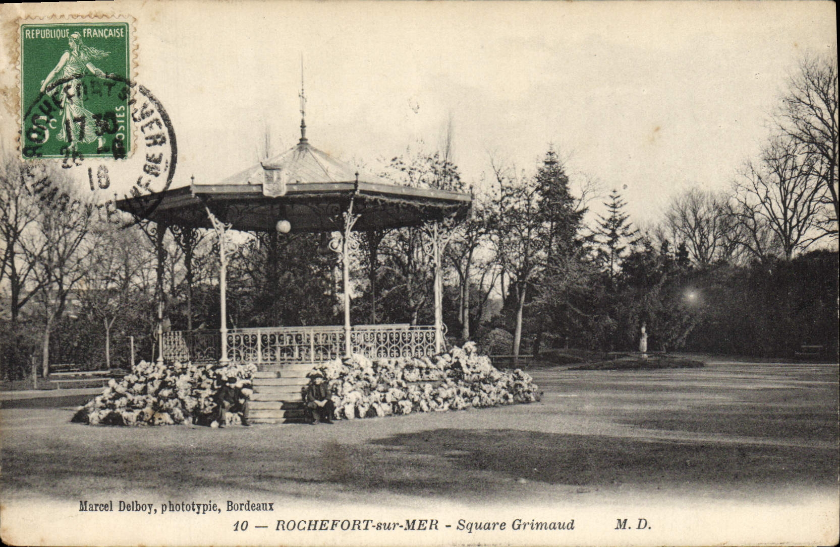 Vintage Postcard Rochefort Kiosk on Sea Grimaud Public garden