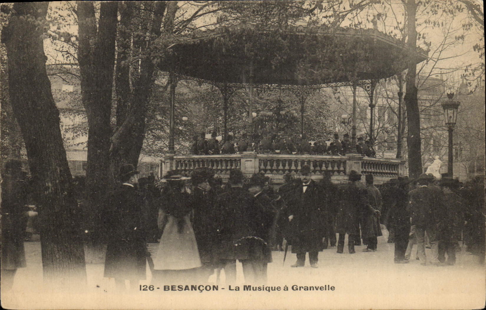 Vintage Postcard Kiosque Besancon the music has Granvelle