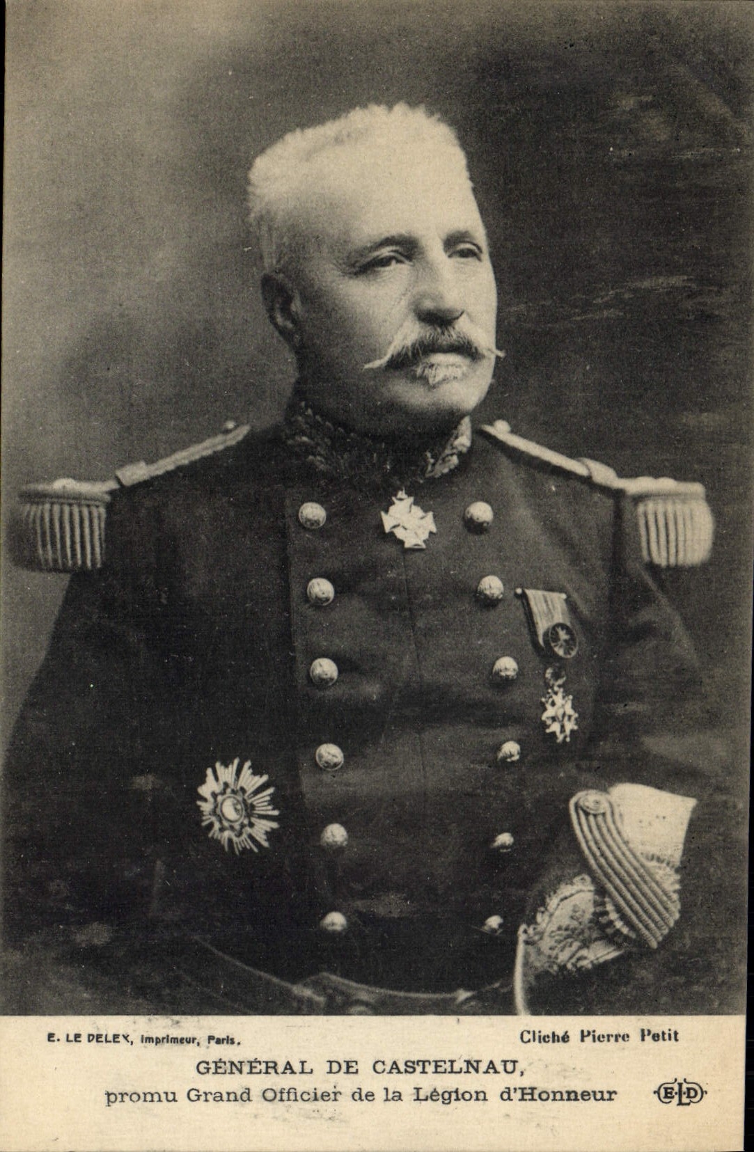 Vintage Postcard General Militaria of Castelnau promoted Large Officer of the Legion of Honor