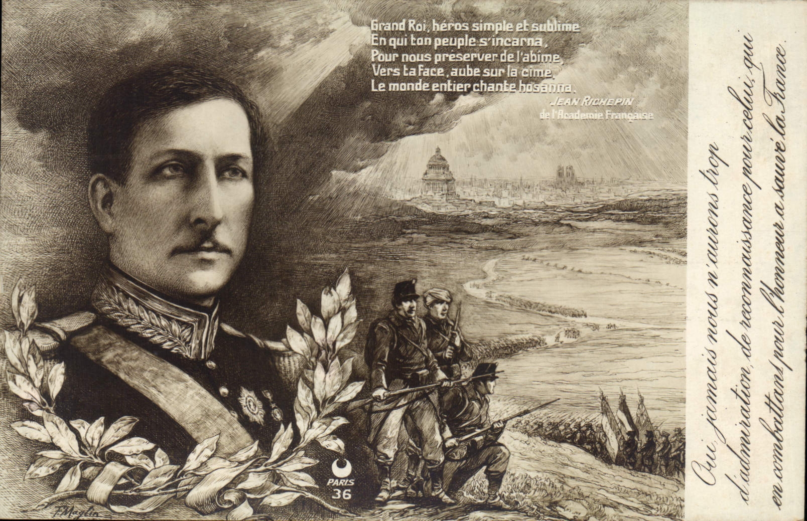 Vintage Postcard Militaria SM King Albert 1st