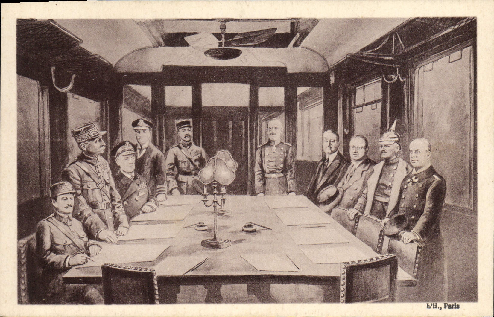 Vintage Postcard Militaria Signature of the armistice November 11th, 1918